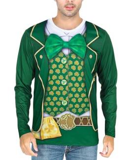 COSAVOROCK ST. Patrick's Day Leprechaun Kostüm Klee Langarm T-Shirts Herren (M, Geldbeutel) von COSAVOROCK