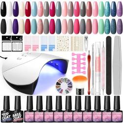 COSCELIA 20 Farben Nagellack-Set, semi-permanent, mit 36 W UV-Lampe, Nagellack, Basis und Topcoat, Maniküre, Dekoration und Werkzeuge, Nail Art Kit Starterset von COSCELIA