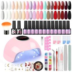 COSCELIA 20 Stück UV Nagellack Set mit UV Lampe 24W U V/LED, Gelnägel Starterset für Anfänger, Nagellack Set mit UV Lampe von COSCELIA