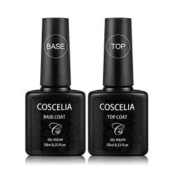 COSCELIA Base und Top Coat UV Nagellack 10ml UV/LED Nagellack Kit Unterlack und Überlack Set für Gel Nail Art von COSCELIA