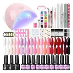 COSCELIA Gel-Nagellack-Kit mit LED-Nagellampe, 20 Farben Gel-Nagellack-Basis und Decklack Matt-Top-Coat Maniküre-Werkzeuge Geschenke für Frauen DIY von COSCELIA