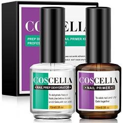 COSCELIA Nail Prep Dehydrator & Nail Primer, 2PCS * 15 ml Professional Nail Prep Primer Schnelle Lufttrocknung für Gel Nagellack und Acrylpulver, Primer für Gelnägel Nail Art Geschenke für Frauen … von COSCELIA