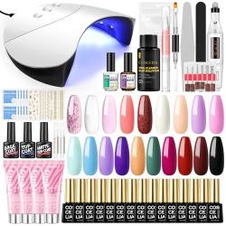 COSCELIA UV Nagellack Set 36W UV/LED Nagellampe Gelnägel Set 15 Farben Gellack mit 4pc Poly Nagel Gel, Gel Nägel Selber Set mit Elektrische Nagelfräser für Nagelstudio von COSCELIA