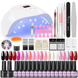 Coscelia Nagellack Set mit 36W U V Lampe 20pcs Gel Nagellack mit Top Base Coat Nailart Set für Frauen von COSCELIA