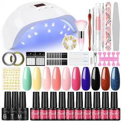 Coscelia Nagellack Set mit 54W U V/LED Lampe, 10pcs Gel Nagellack, Matte Top & Base Coat Starterset Nail Art für Frauen von COSCELIA