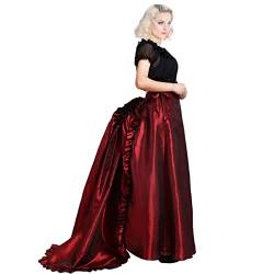 COSDREAMER Damen High Dress Viktorianischer Petticoat Gothic Steampunk Rüschen Basel Rock, rot, L Große Größen Tall von COSDREAMER