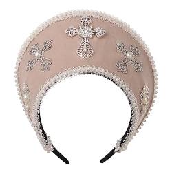 COSDREAMER Damen Kopfschmuck Tudor Renaissance Royal French Hood Coronet (beige) von COSDREAMER