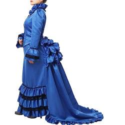 COSDREAMER Damen Mittelalter Kleid Renaissance Kleid Viktorianisches Edwardianisches Kostüm Gothic Kleid (Königsblau M) von COSDREAMER