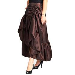 COSDREAMER Damen Steampunk Gothic High Low Rock Viktorianischer Bustle Rock,Beige,XXL von COSDREAMER