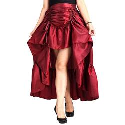 COSDREAMER Damen Steampunk Gothic High Low Rock Viktorianischer Bustle Rock,Rot,2XL von COSDREAMER