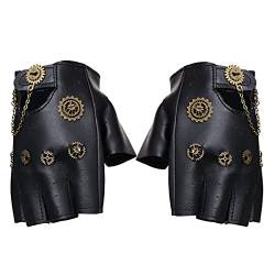 COSDREAMER Fingerlose Handschuhe für Damen, Steampunk-Zahnräder, Rosen, Punk, Gothic, Fäustlinge, Kompass, Kettenhandschuh … (Schwarze Zahnräder) von COSDREAMER