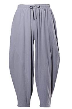 COSDREAMER Herren Baggy Haremshose Kordelzug Casual Baumwolle Leinen Yoga Strand Hosen (Medium, Grau) von COSDREAMER