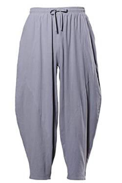 COSDREAMER Herren Baggy Haremshose Kordelzug Casual Baumwolle Leinen Yoga Strand Hosen (XL, grau) von COSDREAMER