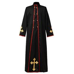 COSDREAMER Herren Clergy Pastor Robe Preacher Cassocks Herren Lob Anbetung Roben Kostüm, Schwarz, Medium von COSDREAMER