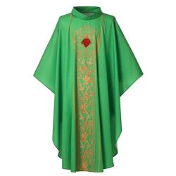 COSDREAMER Herren Damen Priester Celebrant Chasuble katholische Kirche Vater Masse Weste Robe, Grün, Einheitsgröße von COSDREAMER