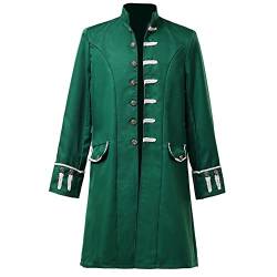 COSDREAMER Herren Mittelalter Steampunk Frack viktorianische Gothic Jacken Frock Coat, grün, S von COSDREAMER
