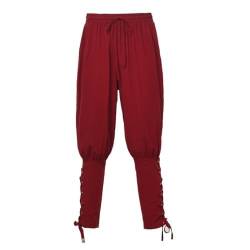 COSDREAMER Herren Mittelalterhose Wikinger Pirat Kostüm Hose, Weinrot (DE/NL/SE/PL, Alphanumerisch, L, Regular, Regular, Wein rot) von COSDREAMER