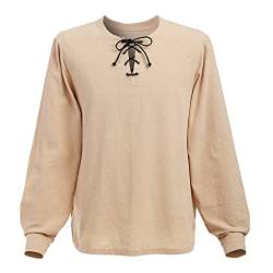 COSDREAMER Herren Piratenhemd, Vampir, Renaissance, mittelalterliches Halloween-Kostüm (Beige, XXL) von COSDREAMER