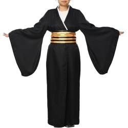 COSDREAMER Japanischer Yukata-Kimono, für Herren und Damen, Kostüm, japanischer Kimono, Robe, Schwarz Gold, L von COSDREAMER