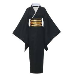 COSDREAMER Japanischer Yukata-Kimono, für Herren und Damen, Kostüm, japanischer Kimono, Robe, Schwarz Gold, XL von COSDREAMER