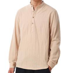 COSDREAMER Renaissance Herren Piratenhemd Mittelalter Kostüm Wikinger Piraten Blusen Tops (M, Beige) von COSDREAMER