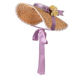 COSDREAMER Sonnenhut für Mädchen und Damen, Blumenbänder, Strohhüte, Mehrfarbig (Pink) (Violett) von COSDREAMER