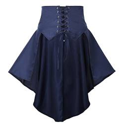 COSDREAMER Steampunk Damen Röcke Taillengürtel für Frauen Rüschen Piraten Korsett Kostüme, Blau, 38 von COSDREAMER