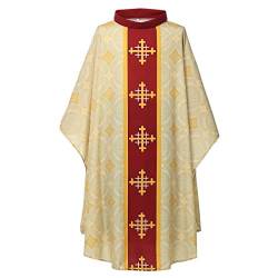 COSDREAMER Unisex Kirche Vestments Priester Clergy Chasuble Katholische Masse Kostüm Robe (Gelb, 3XL) von COSDREAMER