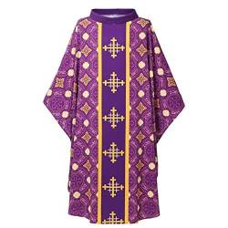 COSDREAMER Unisex Kirche Vestments Priester Clergy Chasuble Katholische Masse Kostüm Robe (Lila, 5XL) von COSDREAMER