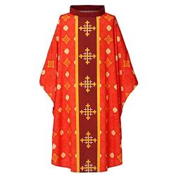 COSDREAMER Unisex Kirche Vestments Priester Clergy Chasuble Katholische Masse Kostüm Robe (Rot, 5XL) von COSDREAMER
