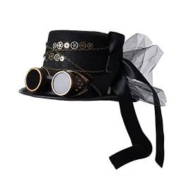 COSDREAMER Unisex Steampunk Zylinder Gothic Gears Kette Schleier Bowknot Hut (60cm) von COSDREAMER