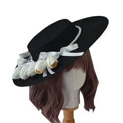 COSDREAMER Viktorianischer Hut für Damen und Mädchen, Teeparty-Hüte, Vintage-Blumen, Flacher Hut (2) von COSDREAMER
