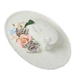 COSDREAMER Viktorianischer Hut für Damen und Mädchen, Teeparty-Hüte, Vintage-Blumen, Flacher Hut (M) von COSDREAMER
