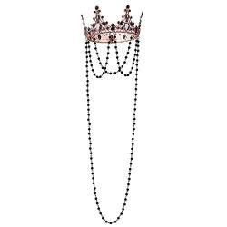 Damen Hochzeit Krone Tiara Barock Königin Perlen Kette Krone (schwarz) (schwarz) von COSDREAMER