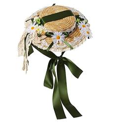 Sonnenhut für Mädchen und Damen, Spitzenbänder, Strohhüte (schwarzgrün) von COSDREAMER