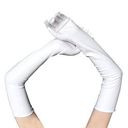 COSFAN 1 Paar Damen Langer Handschuh,Lackleder Handschuhe,Glänzende Fingerhandschuhe für Cosplay Oper Tanz Abend Party Kostüm von COSFAN