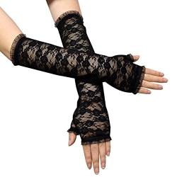 COSFAN Handschuhe für Frauen, fingerlose florale Spitzenhandschuhe, lange Spitzenhandschuhe für Hochzeit Oper Flapper Party von COSFAN