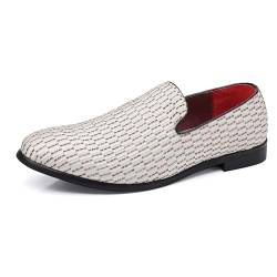 COSIDRAM Herren Schuhe Loafers Kleid Slipper Smoking Anzug Mokassins Slip on Freizeitschuhe für Männer Weiß 41 von COSIDRAM