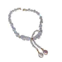 COSSIKA Damen-Halskette, süße Kristallperlen-Halskette für Damen, Schleife, Anhänger, Schlüsselbeinkette, ästhetischer Schmuck, Geschenk für Hochzeit, Halsbandketten von COSSIKA