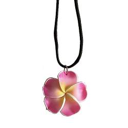 COSSIKA Halskette mit Blumenmuster, 3D-Blumenanhänger, Charm-Halskette, verstellbare PU-Seilkette, süße Mädchen-Sommer-Modeschmuckstücke von COSSIKA