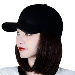 COSSIKA Hut mit Perücken Baseball mit Haarverlängerungen für Frauen gerade kurze Bob Perücke Baseball Perücke Hut Baseball Haar Perücke Hüte mit Haaren von COSSIKA