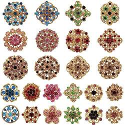 COSSIKA Mode-Brosche, 24 Stück, transparent, für Strass-Kristall-Blumen-Broschen, Nadeln, gemischte Farben für Strass-Kristall-Blumen-Broschen, Nadeln von COSSIKA