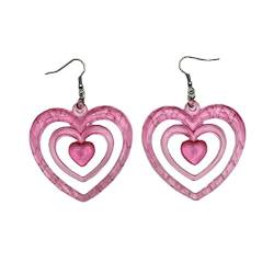 COSSIKA Mode-Ohrring, rosa, aushöhlen, Herz-Ohrring, koreanische Mode, niedlicher ästhetischer Ohrring, DIY-Liebe, Haken-Ohrring für Frauen, Schmuck von COSSIKA