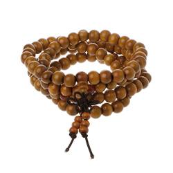COSSIKA Modische Armbänder aus natürlichem Sandelholz, buddhistische Gebetsarmbänder, 8 mm Perlenarmbänder, 108 Holzperlen, Meditationsarmband, Geschenk für Männer von COSSIKA
