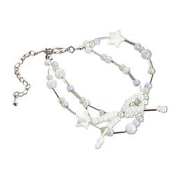COSSIKA Modisches Armband mit zarter Schleife und Kristallperlen für Damen, süß, süß, romantisch, doppellagige Halskette, Modeschmuck von COSSIKA