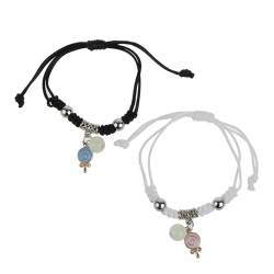 COSSIKA Paar-Armband, 2 Stück, leuchtender Perlen-Charm, geflochtenes Seil, Armreifen, Paar-Versprechen-Armbänder, Freundschafts-passendes Armband, Schmuck für Liebhaber von COSSIKA
