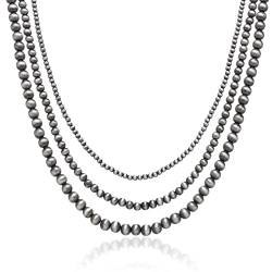 COSSIKA Perlenkette, mehrlagige Perlenkette, Vintage-Halskette mit grauen Perlen, Schlüsselbeinkette, Modeschmuck, Geschenk für Frauen, Cowgirl von COSSIKA