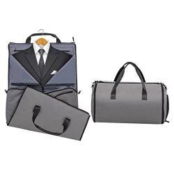 COSTWAY 2-in-1 Handgepäcktasche & Kleiderhängetasche, 50L wasserdichte Reisetasche mit Schuhfach & verstellbarem Schultergurt, Kleidertasche aus PU für Geschäftsreisen & Urlaub (Dunkelgrau) von COSTWAY