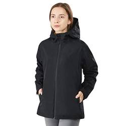 COSTWAY Wasserdichte Kapuzenjacke für Frauen, leichter, atmungsaktiver Regenmantel für Wanderungen, Camping und Outdoor-Aktivitäten (M, Schwarz) von COSTWAY