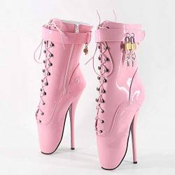COSY-L Damen Pumps Modisch Stiletto Schuhe Verschluss Durch mit Schloss SM Ballettkönigin Stiefel Unisex,Pink,43EU/12US von COSY-L